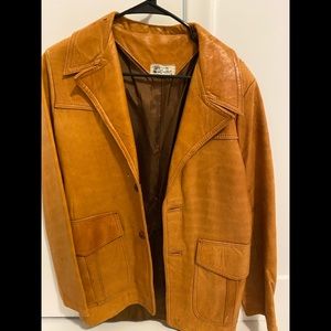 Yellow brown leather jacket